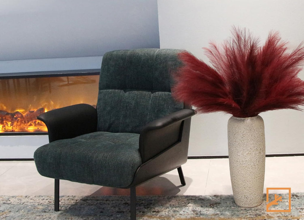 ZIFTY 7-Pcs 38"/3.1FT Black Pampas Grass Large Tall Fluffy Artificial Fake Black Flowers Gothic Decor Bulrush Reed Grass Black Decor for Bedroom Bathroom Wedding (Black)