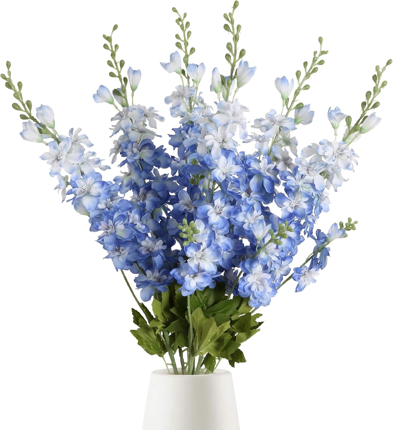 INSUNSIX Blue Silk Flowers 6PCS Real Touch Delphinium Artificial Flowers Blue Larkspur Faux Flowers Realistic Tall Flowers for Vase Wedding Centerpieces for Tables Home Decor (Blue)