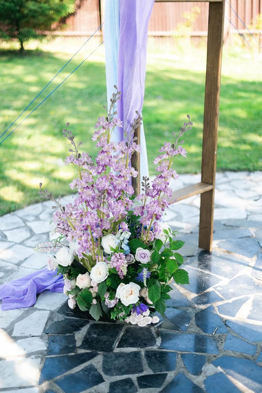 IPOPU Champagne Artificial Delphinium Flowers 33.5" Long Stem Artificial Flowers Fake Flowers for Wedding Centerpieces for Home Tables Party Decor（Champagne）