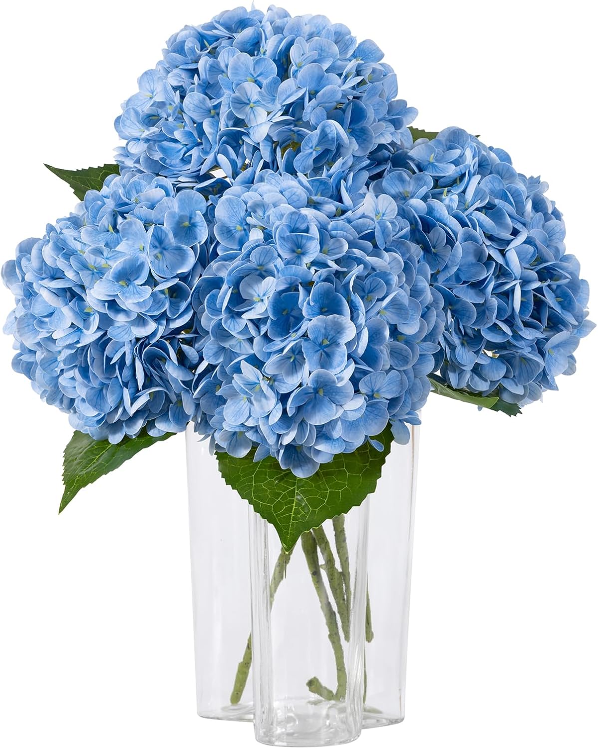 DuHouse 3Pcs Large Hydrangea Artificial Flowers,Latex Real Touch Hydrangeas Lifelike Hydrangea Flower for Home Wedding Bouquets Centerpieces Party Living Room Decoration(Blue)
