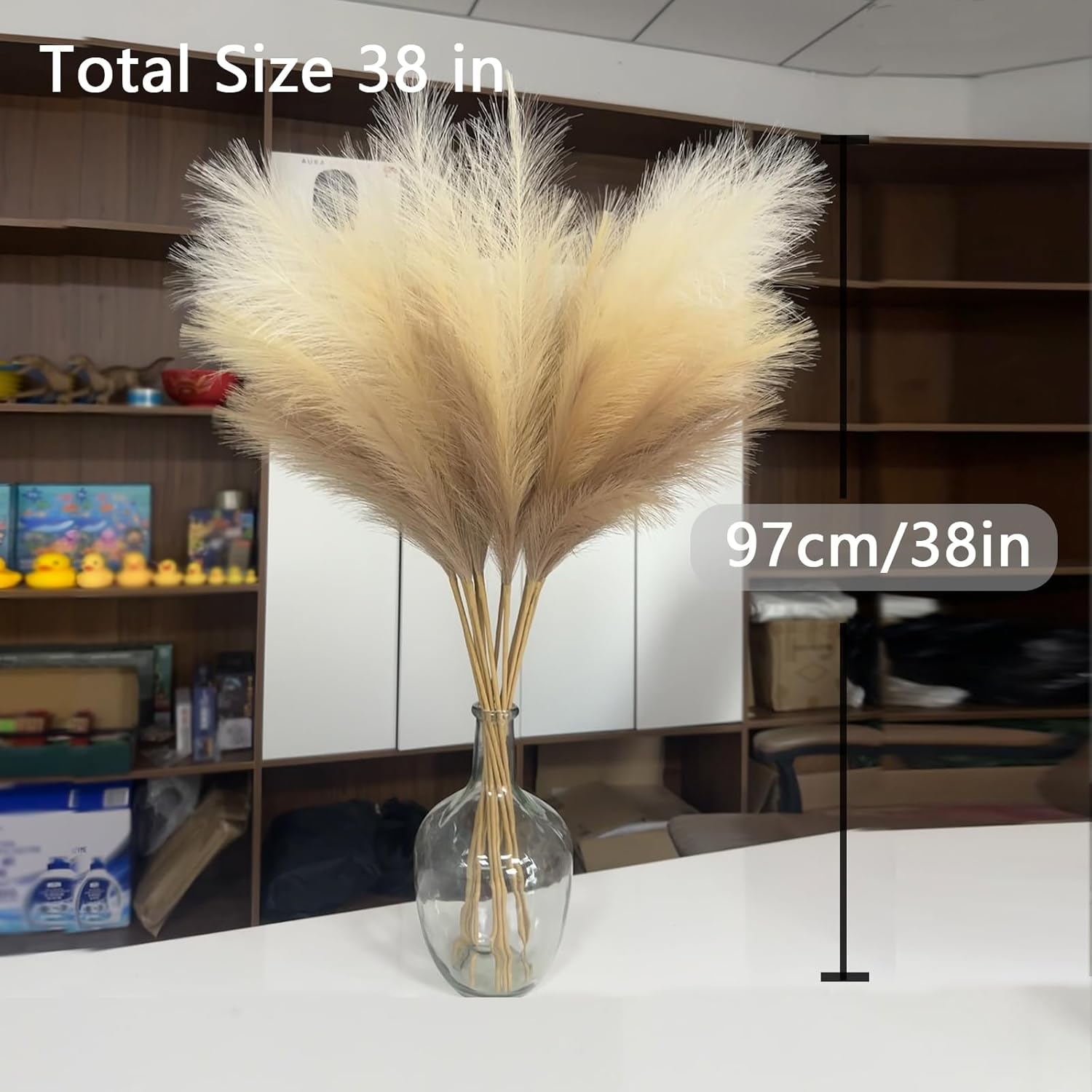 Wttisel 38" 10 Stems White Pampas Grass Tall Decor - Faux Pampas Grass for Floor Vase Boho Home Wedding Mothers Day Decoration