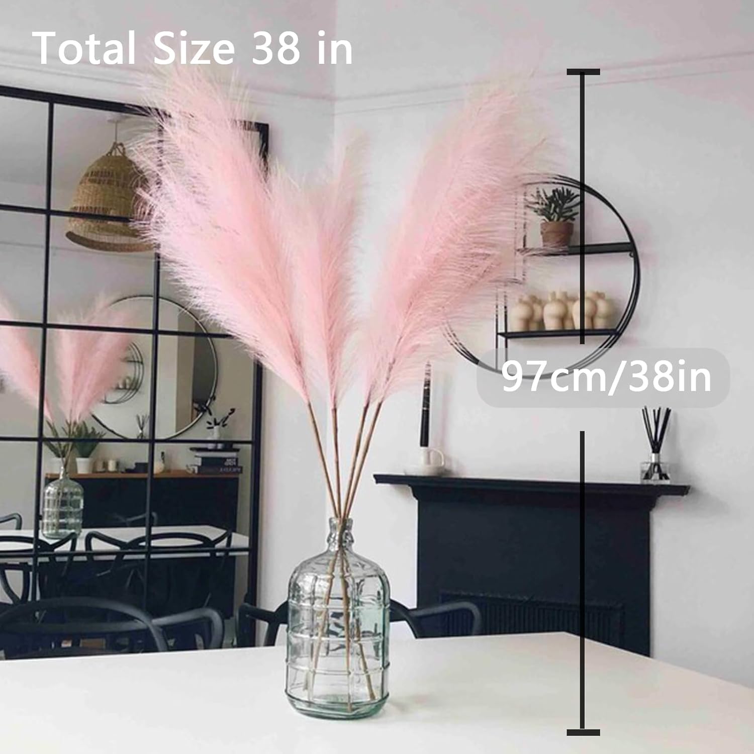 Wttisel 38" 10 Stems White Pampas Grass Tall Decor - Faux Pampas Grass for Floor Vase Boho Home Wedding Mothers Day Decoration