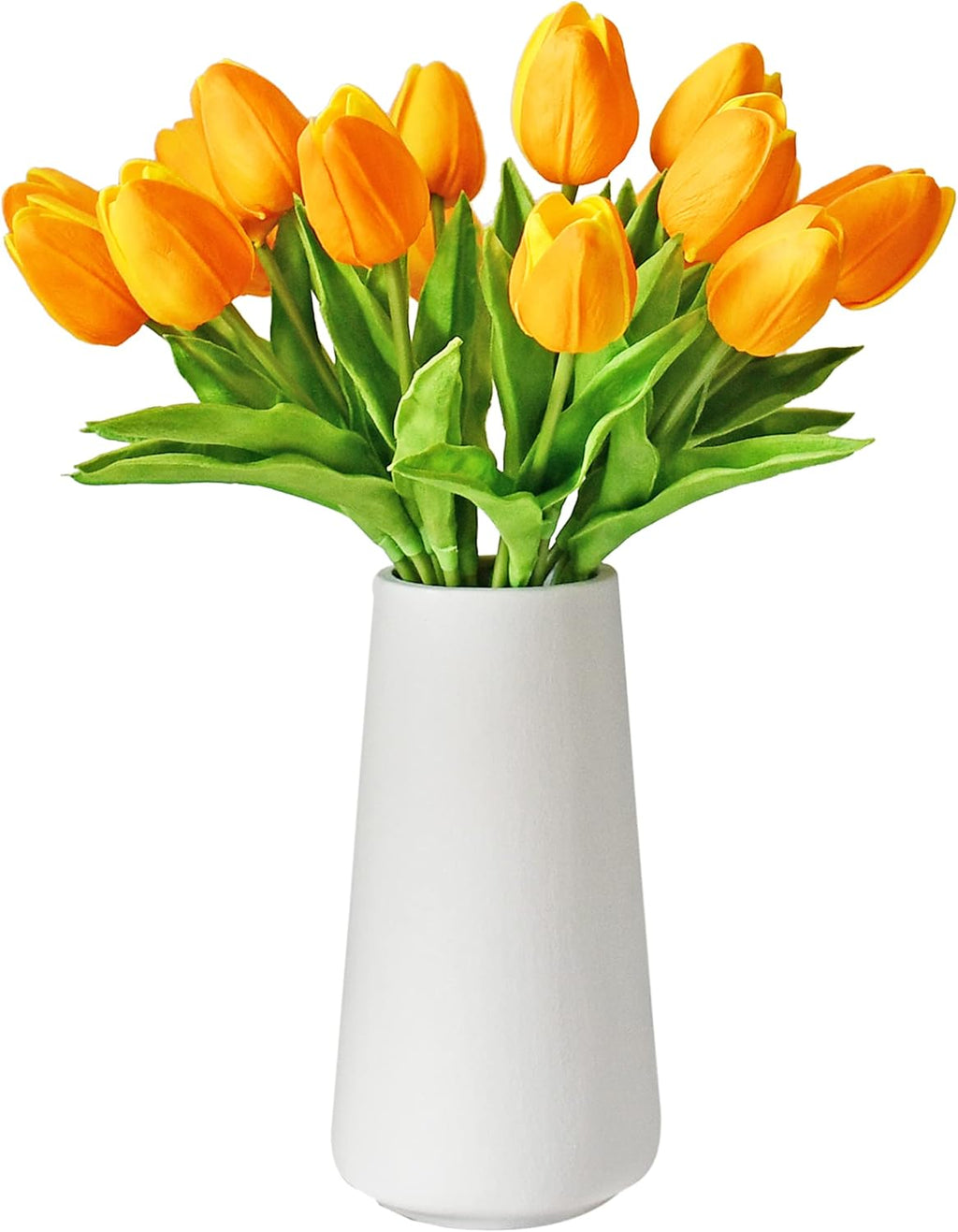 Mandy's 20pcs Pure White Flowers Artificial Tulip Silk Flowers 13.5" in Bulk Home Kitchen Wedding Decorations