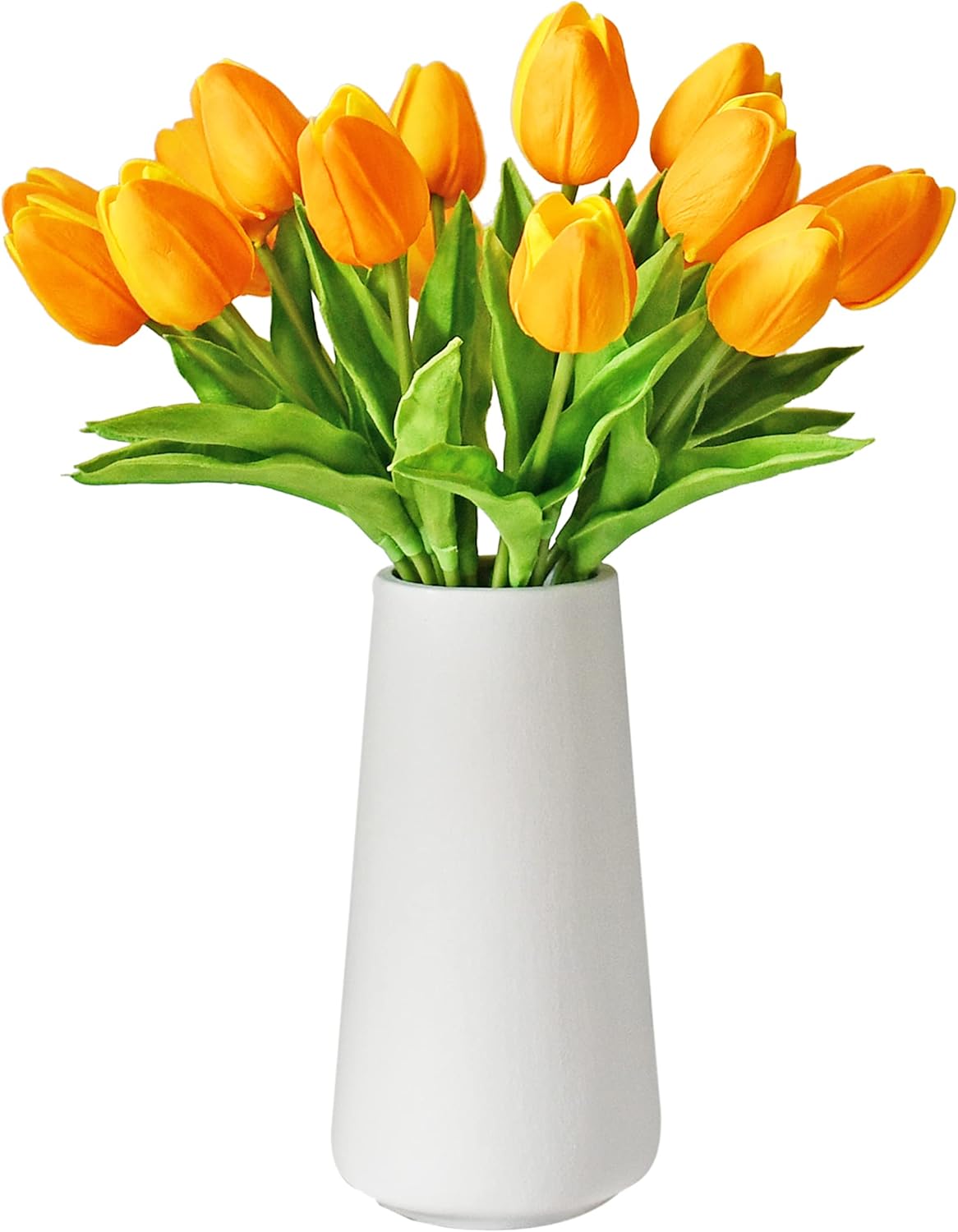 Mandy's 20pcs Pure White Flowers Artificial Tulip Silk Flowers 13.5" in Bulk Home Kitchen Wedding Decorations