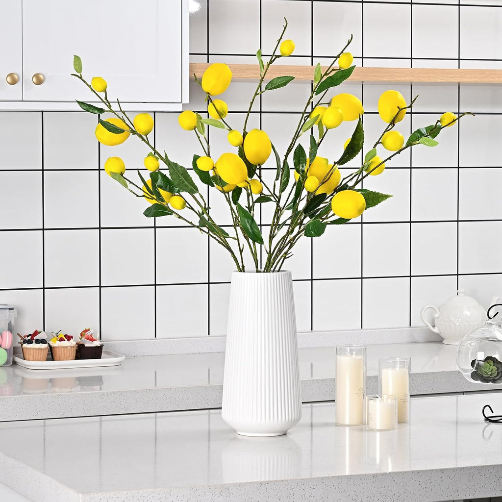 Sunm boutique 2 Pack Artificial Lemon Branch Vivid Yellow Artificial Lemon Branch Home Party Garden Decoration