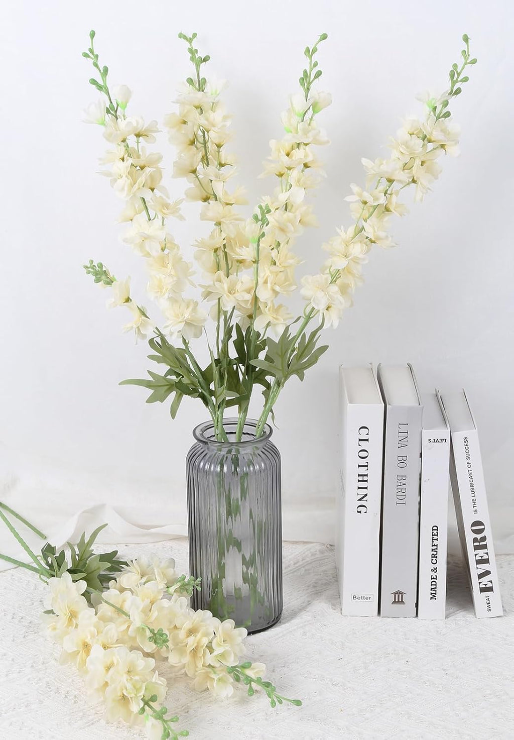 INSUNSIX Blue Silk Flowers 6PCS Real Touch Delphinium Artificial Flowers Blue Larkspur Faux Flowers Realistic Tall Flowers for Vase Wedding Centerpieces for Tables Home Decor (Blue)