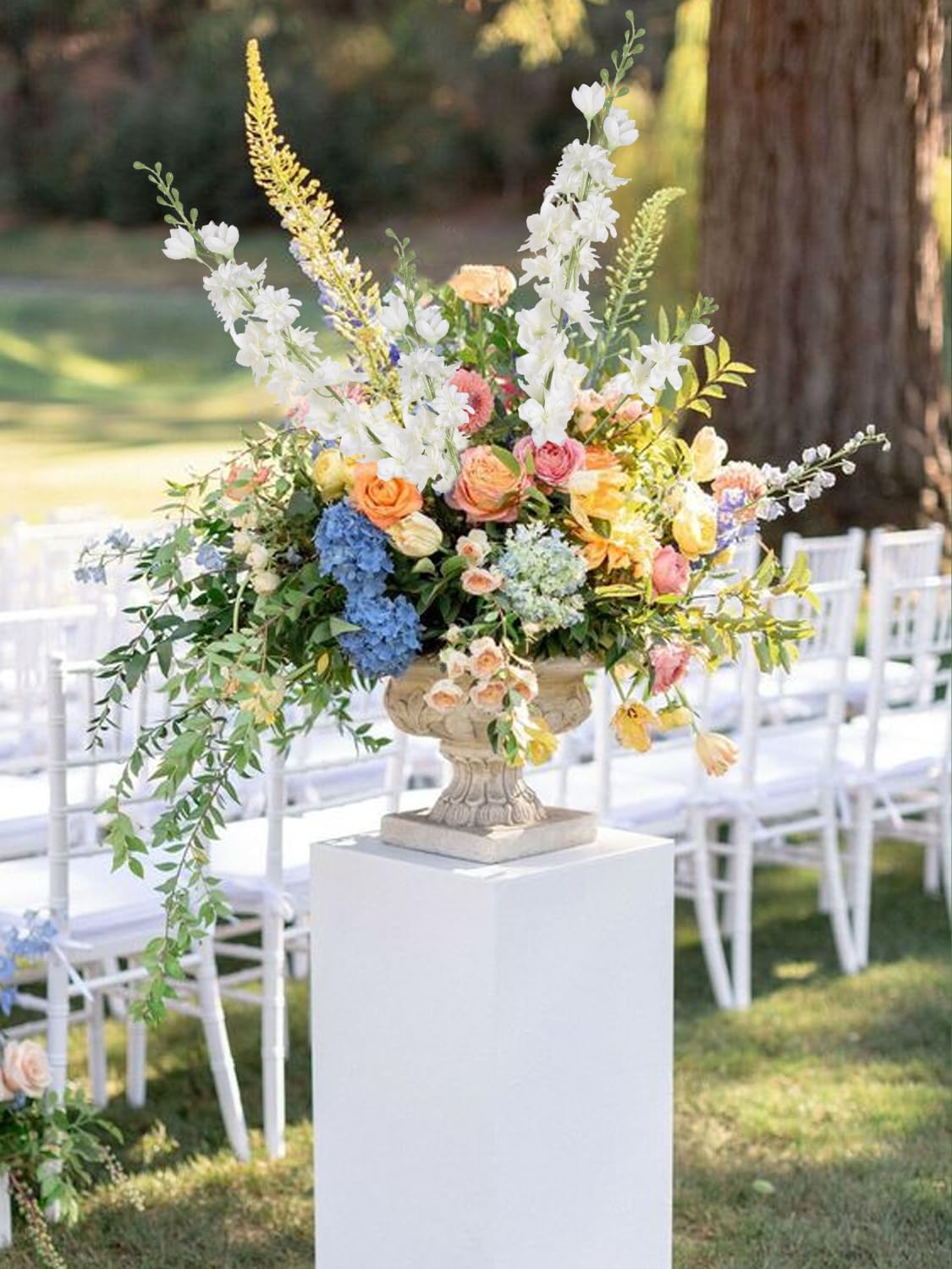 INSUNSIX Blue Silk Flowers 6PCS Real Touch Delphinium Artificial Flowers Blue Larkspur Faux Flowers Realistic Tall Flowers for Vase Wedding Centerpieces for Tables Home Decor (Blue)