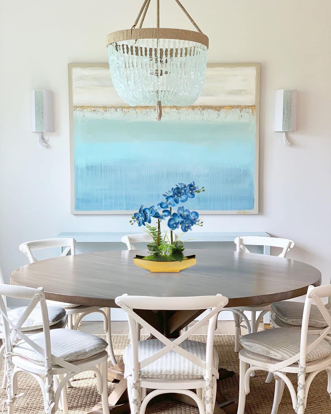 Briful Artificial Orchid, Faux Phalaenopsis Orchid Silk Flower Arrangement Tall Fake Orchid Flowers Plant Ceramics Pot Arrangements for Home Table Office Party Table Decor (Orchid #05)