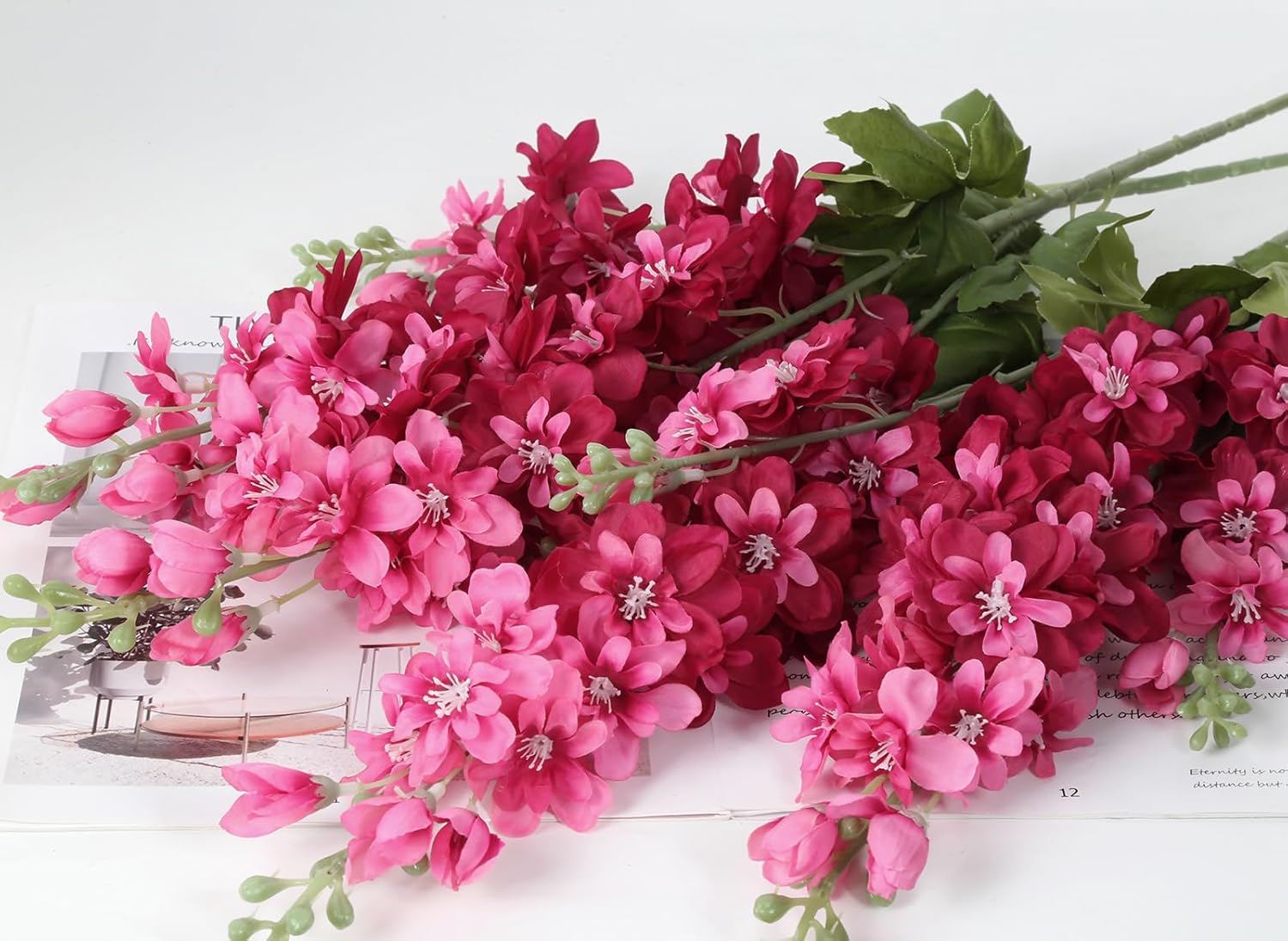 INSUNSIX Blue Silk Flowers 6PCS Real Touch Delphinium Artificial Flowers Blue Larkspur Faux Flowers Realistic Tall Flowers for Vase Wedding Centerpieces for Tables Home Decor (Blue)