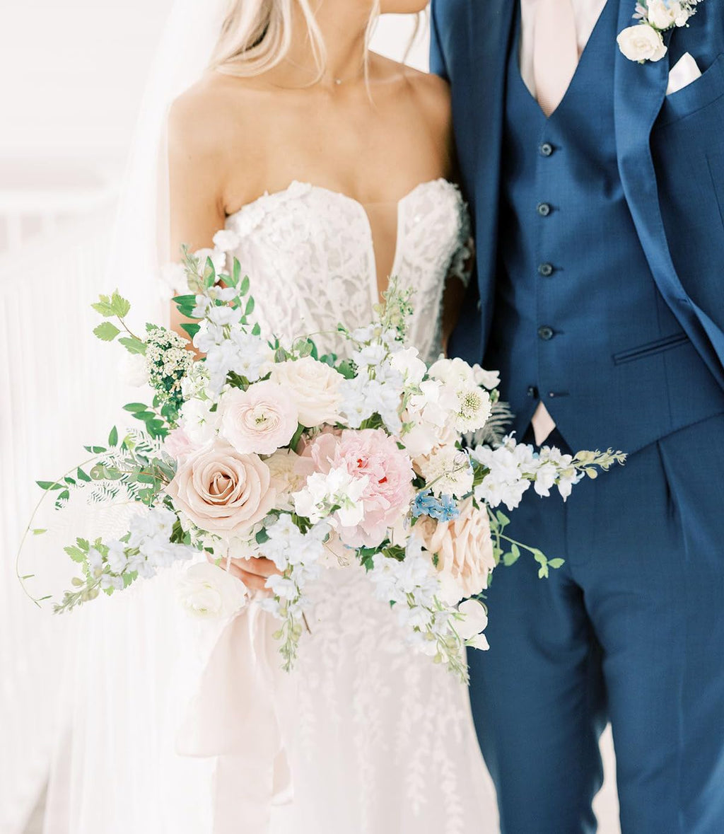 INSUNSIX Blue Silk Flowers 6PCS Real Touch Delphinium Artificial Flowers Blue Larkspur Faux Flowers Realistic Tall Flowers for Vase Wedding Centerpieces for Tables Home Decor (Blue)