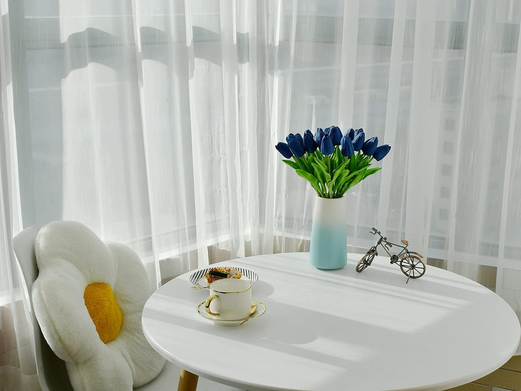 Mandy's 20pcs Pure White Flowers Artificial Tulip Silk Flowers 13.5" in Bulk Home Kitchen Wedding Decorations