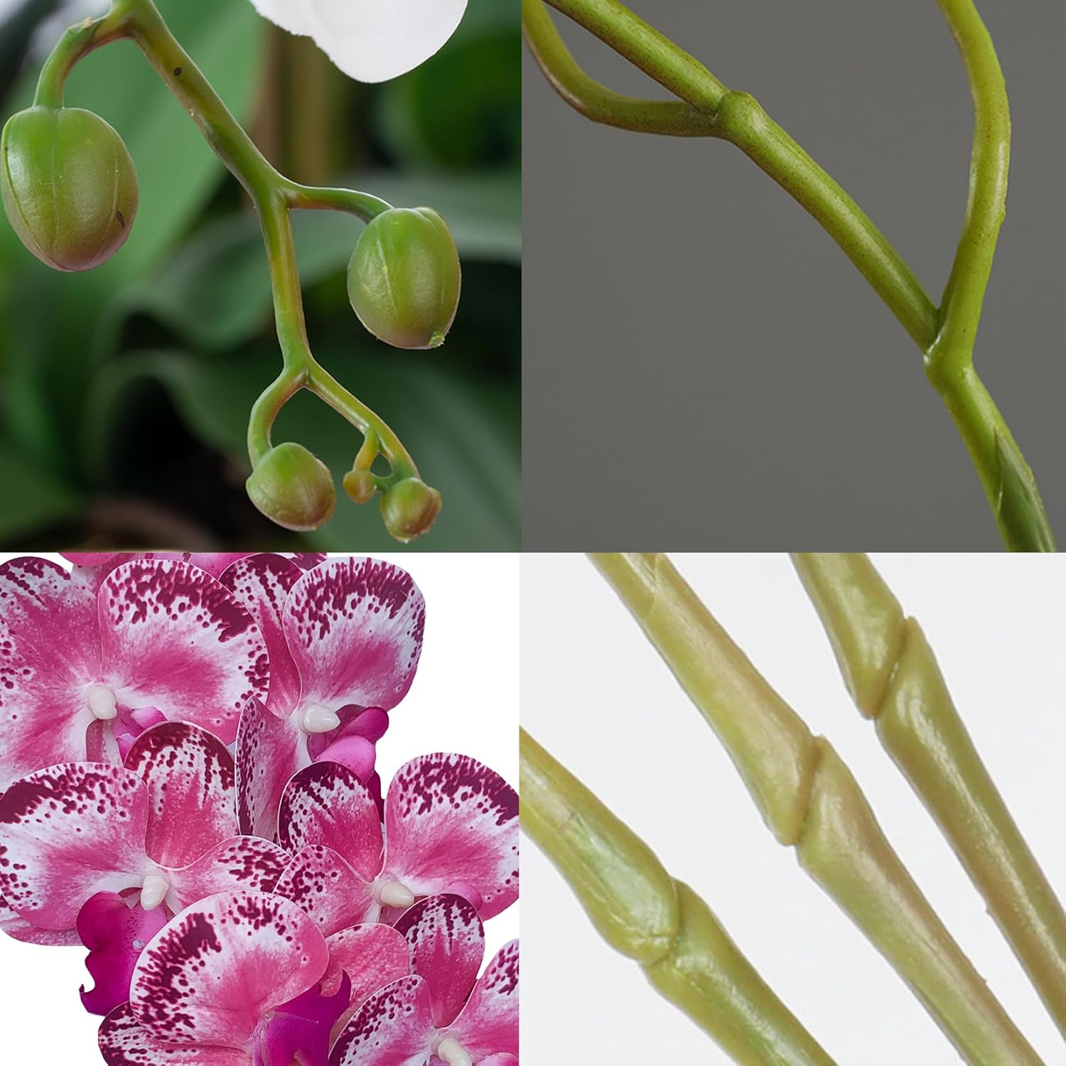 FagusHome 32" Artificial Phalaenopsis Flowers 6 Pcs with 4 Bundles Leaves Artificial Orchid Flowers Stem Plants for Home Décor (6Pcs)