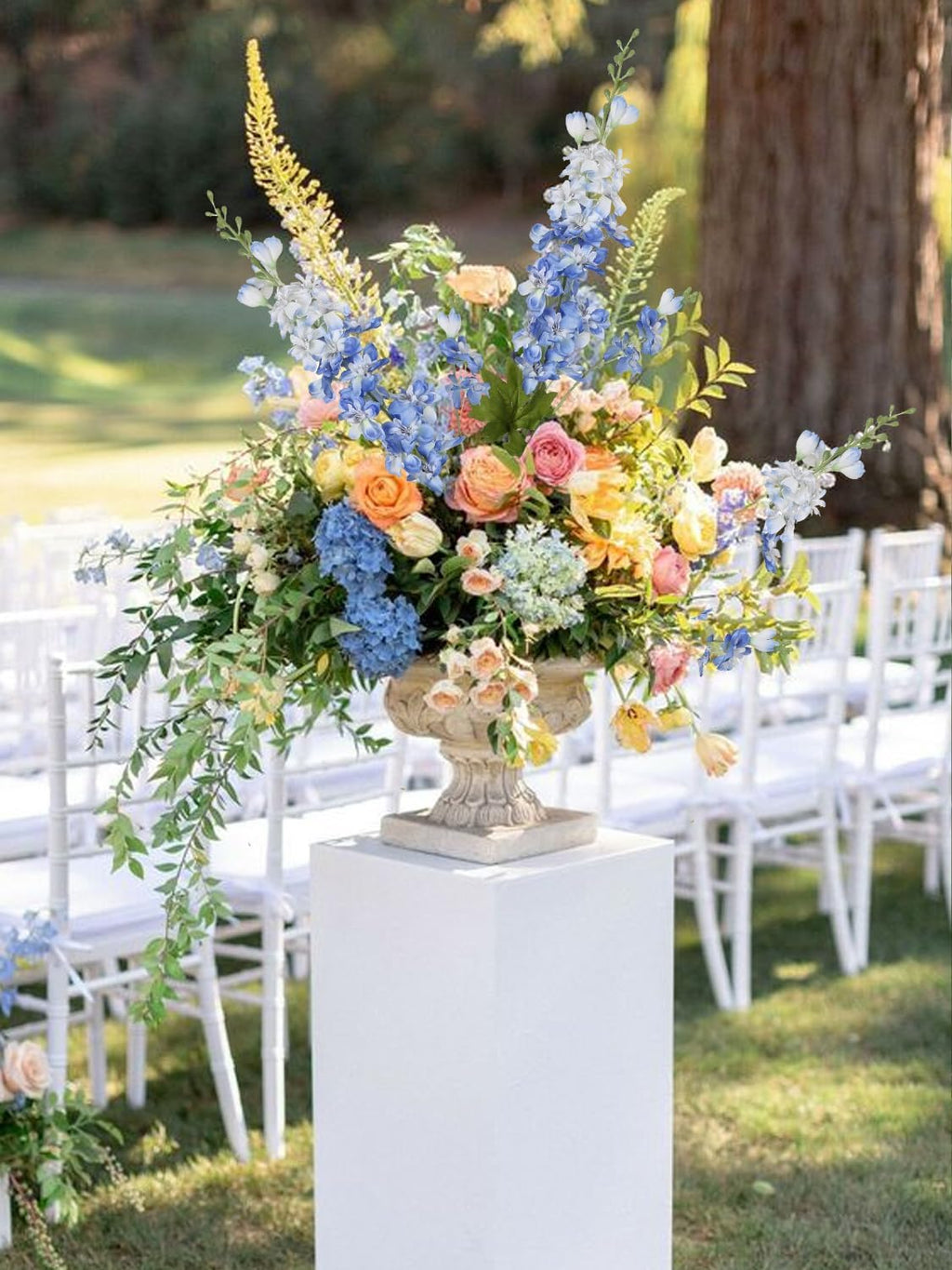 INSUNSIX Blue Silk Flowers 6PCS Real Touch Delphinium Artificial Flowers Blue Larkspur Faux Flowers Realistic Tall Flowers for Vase Wedding Centerpieces for Tables Home Decor (Blue)