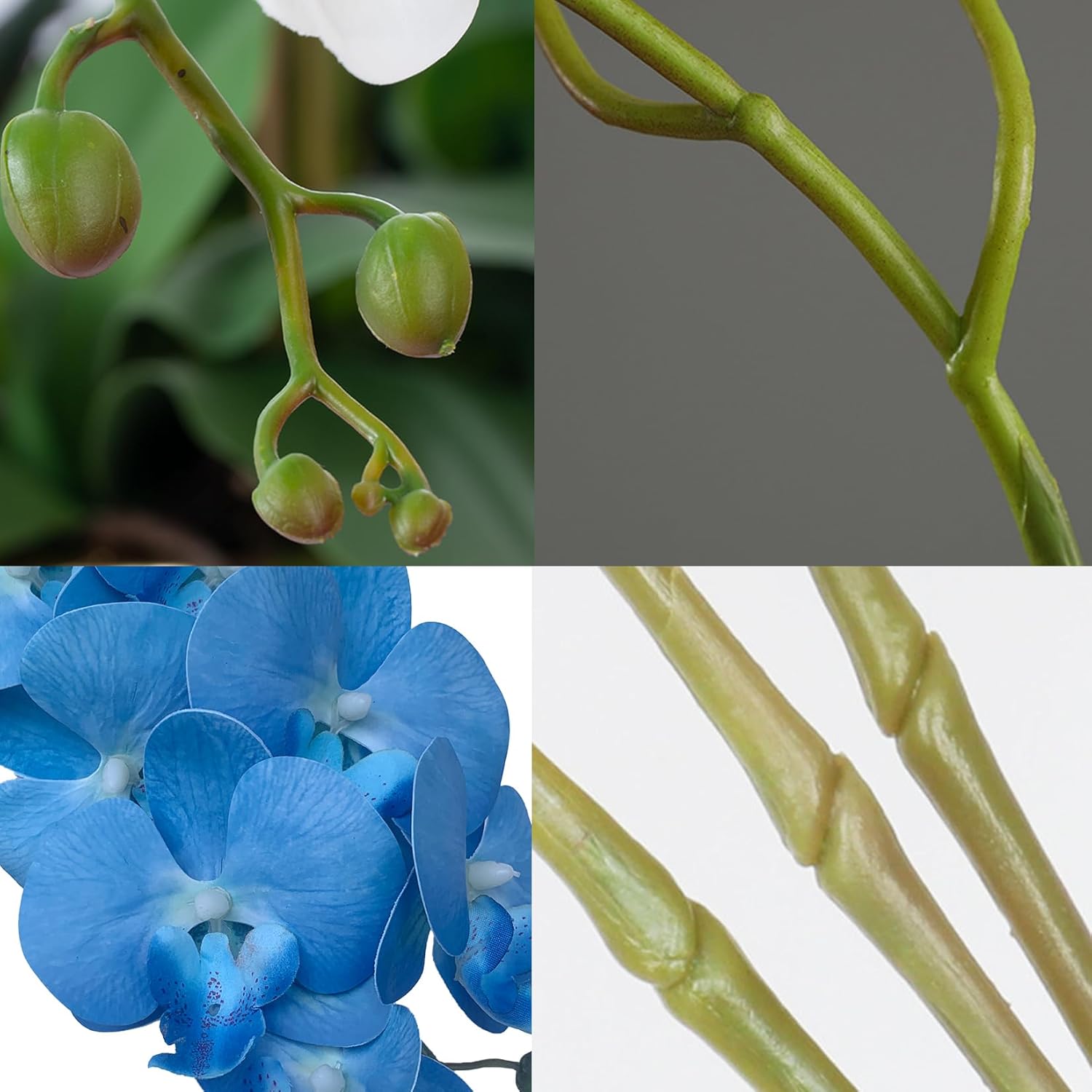 FagusHome 32" Artificial Phalaenopsis Flowers 6 Pcs with 4 Bundles Leaves Artificial Orchid Flowers Stem Plants for Home Décor (6Pcs)