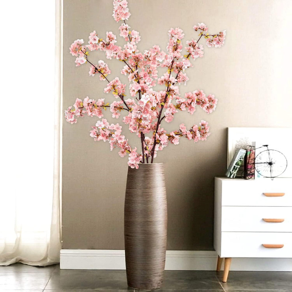 Sunm Boutique White Cherry Blossom Flowers, Artificial Cherry Blossom Decor Faux Cherry Blossom Branches Vase Arrangements for Wedding Home Party Kitchen Decor, Set of 3