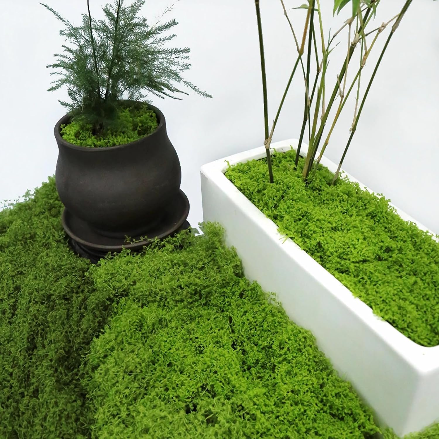 Evlasumflow Artificial Moss Filler for Planters Green Fake Moss for Scene Layout and Landscaping Faux Moss Decor
