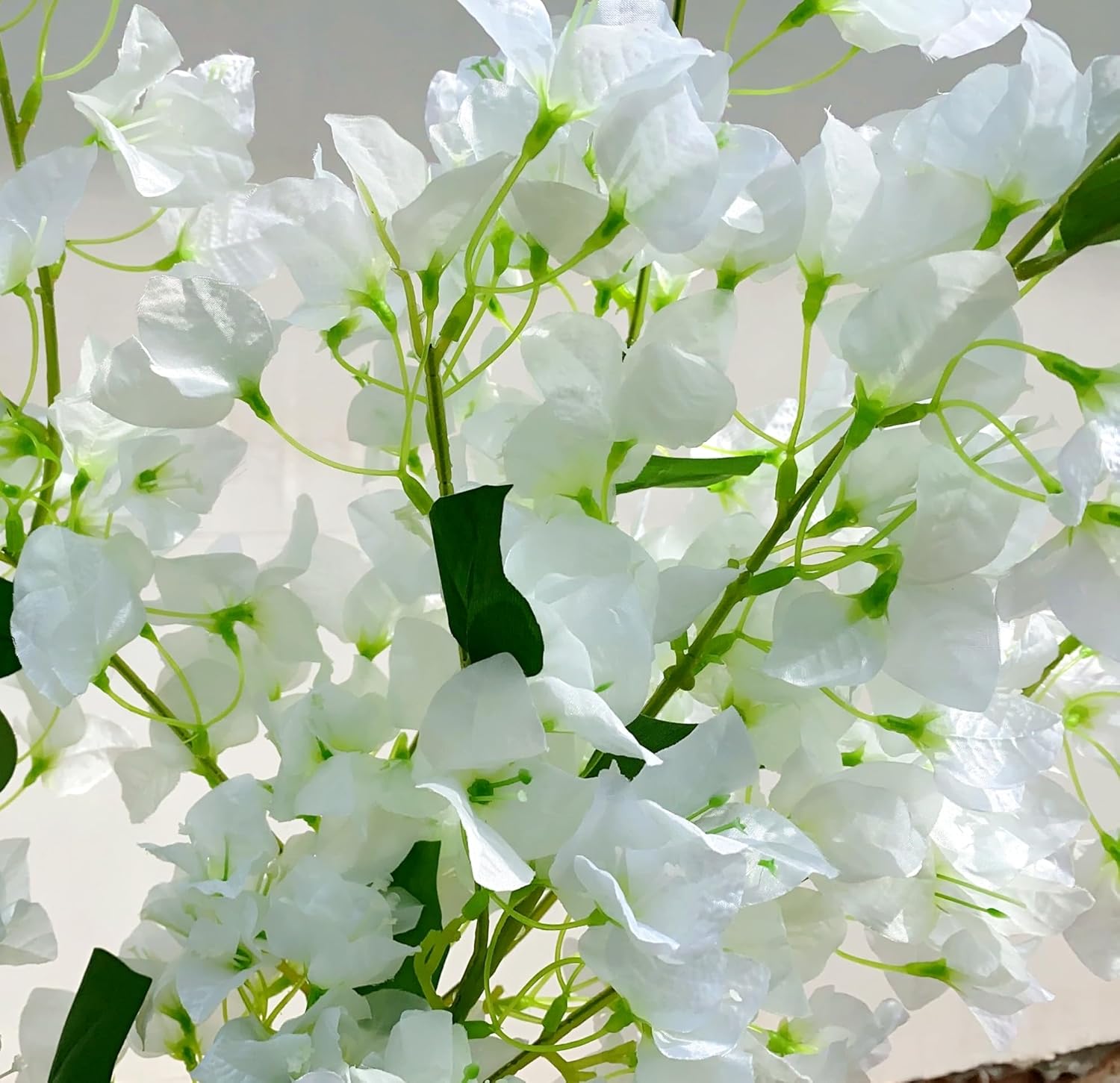 Artificial Flowers Silk Bougainvillea Branches Faux Artificial Bougainvillea Floral Stems Long Plant Branches 45" for Wedding Centerpieces, Table Runner, Home Decoration (White - Pack of 4pcs)