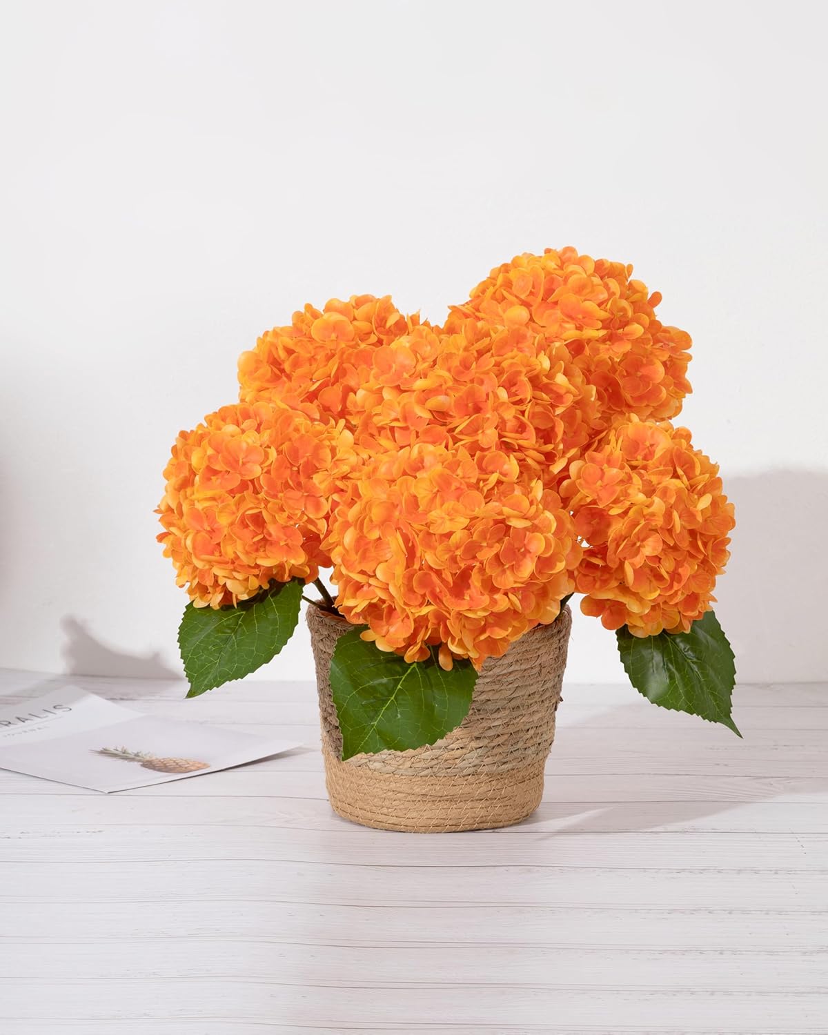 DuHouse 3Pcs Large Hydrangea Artificial Flowers,Latex Real Touch Hydrangeas Lifelike Hydrangea Flower for Home Wedding Bouquets Centerpieces Party Living Room Decoration(Blue)