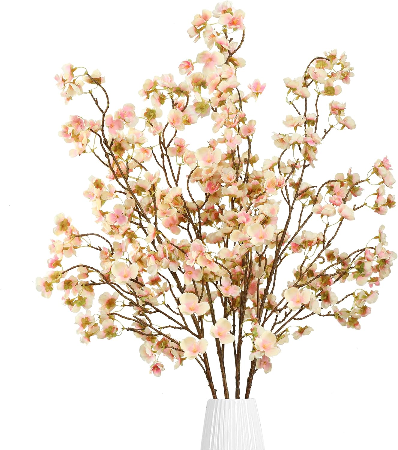 Sggvecsy Artificial Cherry Blossom Flowers 4 Pcs Faux Cherry Blossom Stems Faux Silk Cherry Blossom Branches 41’’ Fake Flowers Long Stems for Vase Arrangements Home Wedding Table Decor (Pink)