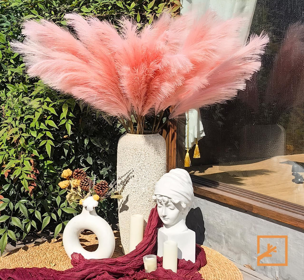 ZIFTY 7-Pcs 38"/3.1FT Black Pampas Grass Large Tall Fluffy Artificial Fake Black Flowers Gothic Decor Bulrush Reed Grass Black Decor for Bedroom Bathroom Wedding (Black)