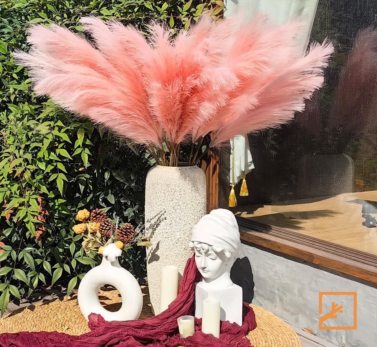 ZIFTY 7-Pcs 38"/3.1FT Black Pampas Grass Large Tall Fluffy Artificial Fake Black Flowers Gothic Decor Bulrush Reed Grass Black Decor for Bedroom Bathroom Wedding (Black)