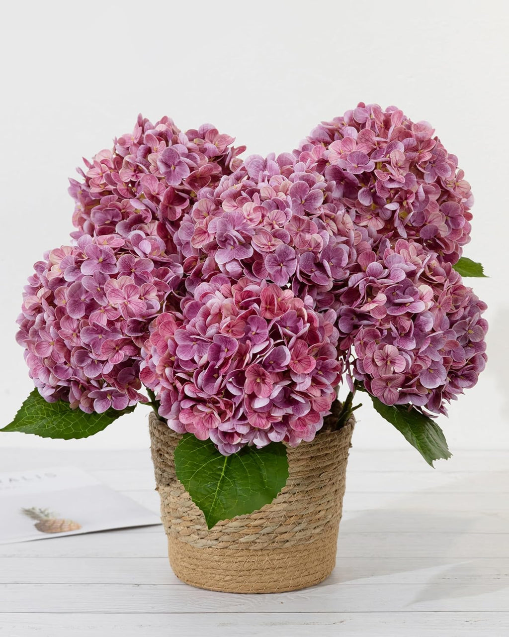 DuHouse 3Pcs Large Hydrangea Artificial Flowers,Latex Real Touch Hydrangeas Lifelike Hydrangea Flower for Home Wedding Bouquets Centerpieces Party Living Room Decoration(Blue)