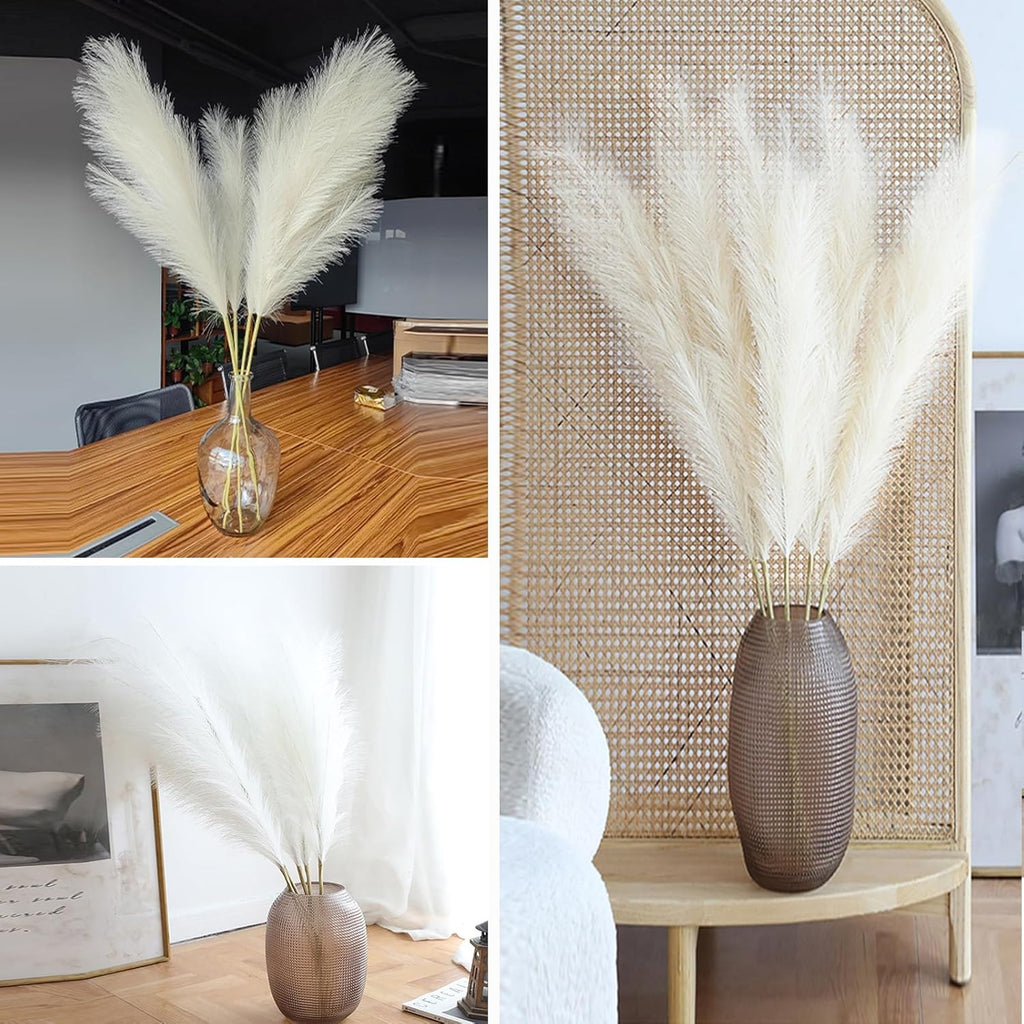Wttisel 38" 10 Stems White Pampas Grass Tall Decor - Faux Pampas Grass for Floor Vase Boho Home Wedding Mothers Day Decoration