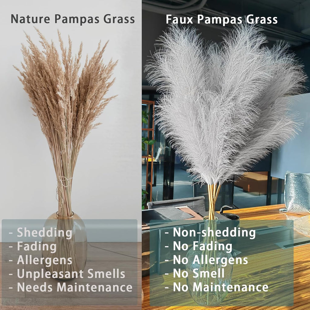 Wttisel 38" 10 Stems White Pampas Grass Tall Decor - Faux Pampas Grass for Floor Vase Boho Home Wedding Mothers Day Decoration