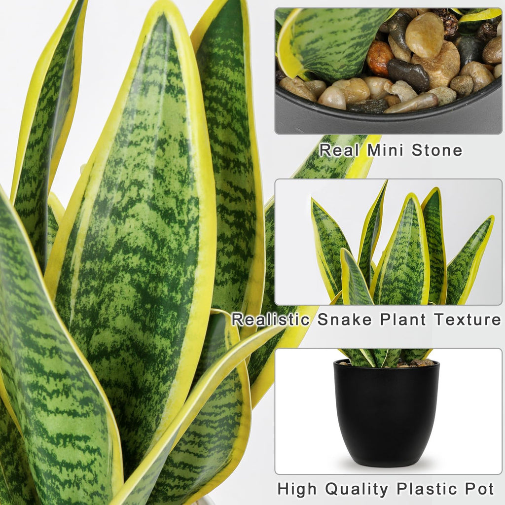 Oairse Sansevieria Artificial Plant in Ceramic Pot, Small Indoor Plant, Artificial Snake Plant, Artificial Plants Like Real, Perfect for Bathroom, Bedroom, Home, Office Decoration, Height 33 cm