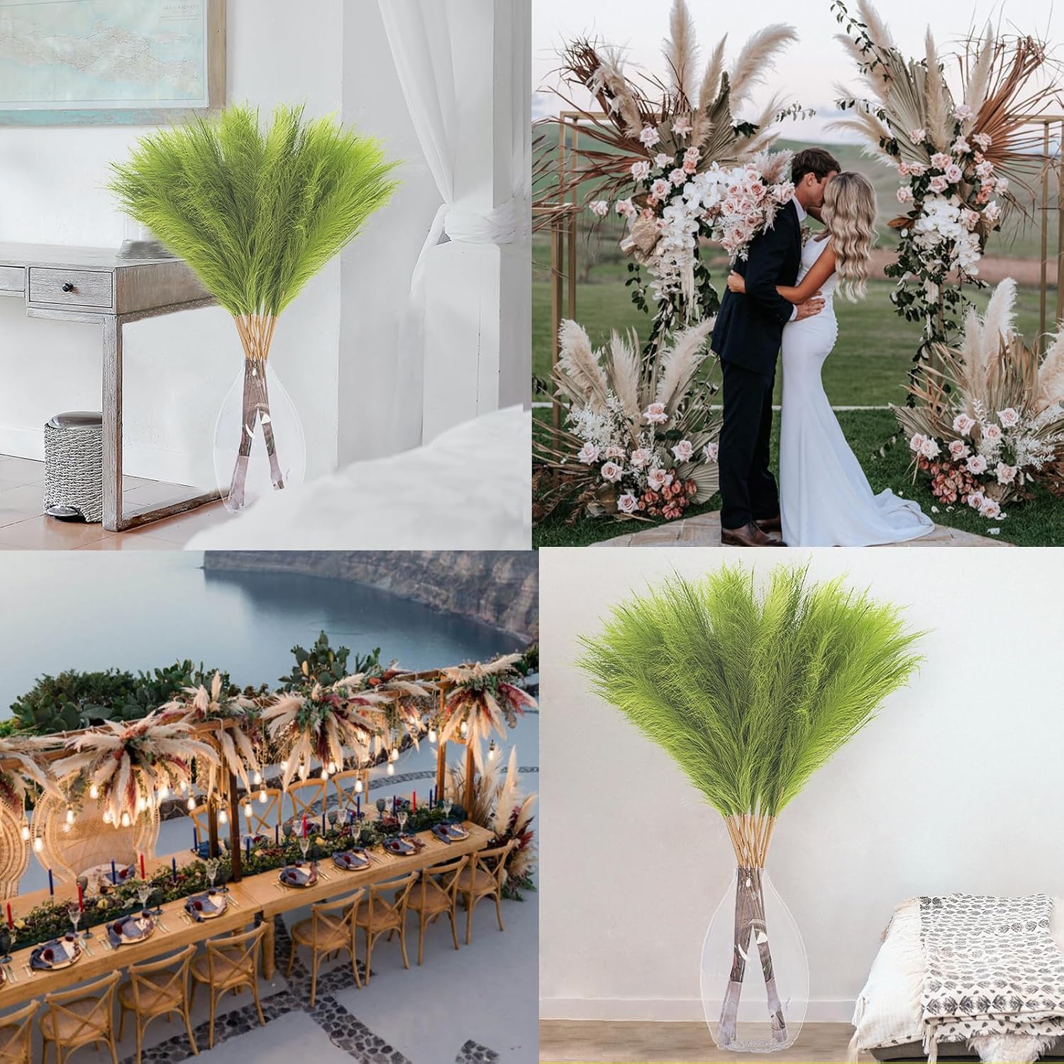 Wttisel 38" 10 Stems White Pampas Grass Tall Decor - Faux Pampas Grass for Floor Vase Boho Home Wedding Mothers Day Decoration