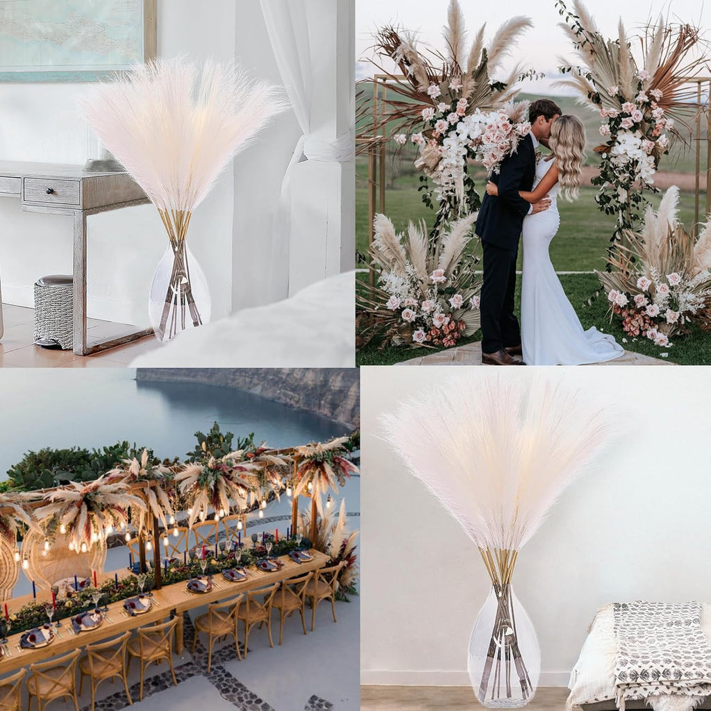 Wttisel 38" 10 Stems White Pampas Grass Tall Decor - Faux Pampas Grass for Floor Vase Boho Home Wedding Mothers Day Decoration