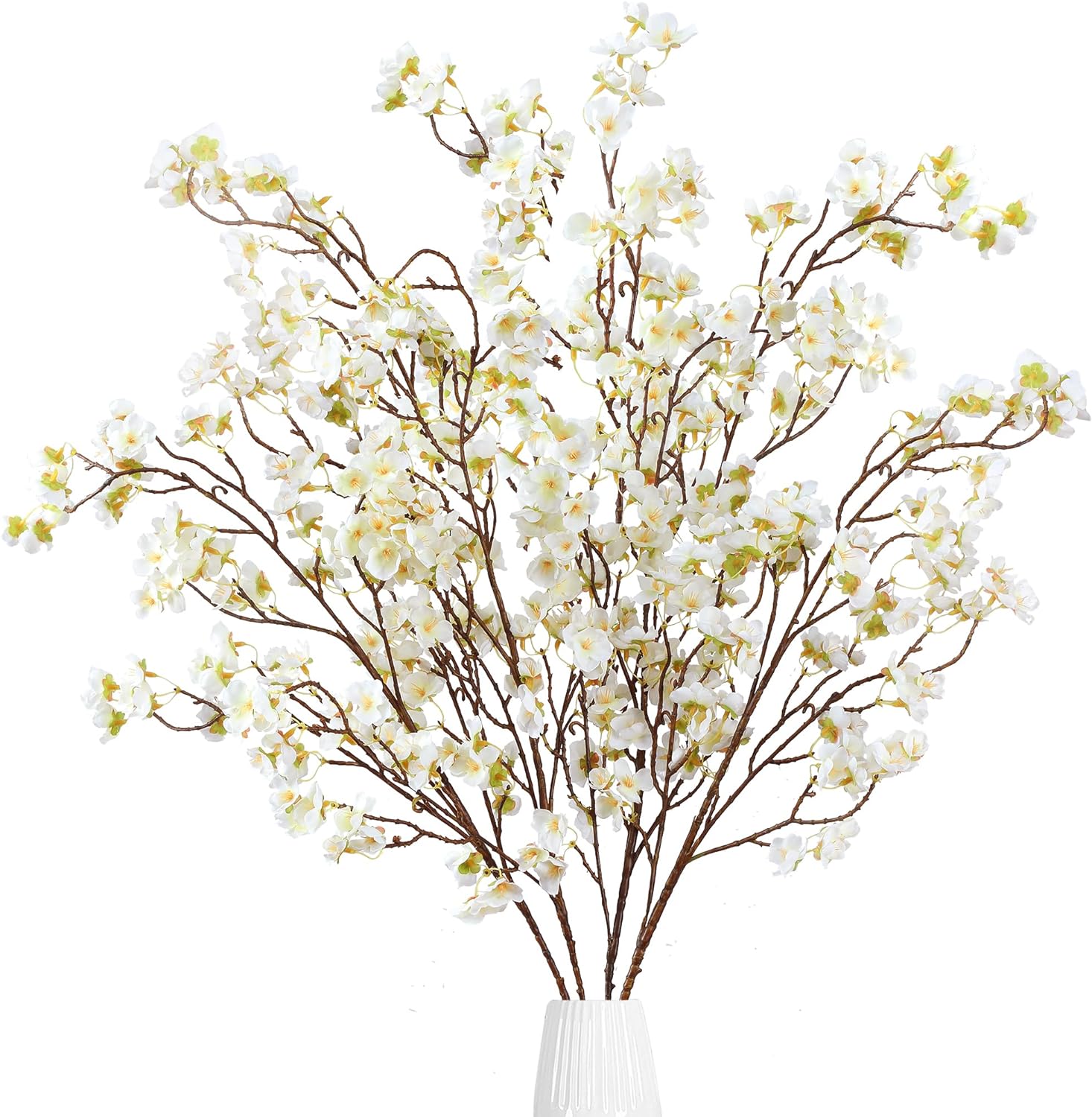 Sggvecsy Artificial Cherry Blossom Flowers 4 Pcs Faux Cherry Blossom Stems Faux Silk Cherry Blossom Branches 41’’ Fake Flowers Long Stems for Vase Arrangements Home Wedding Table Decor (Pink)