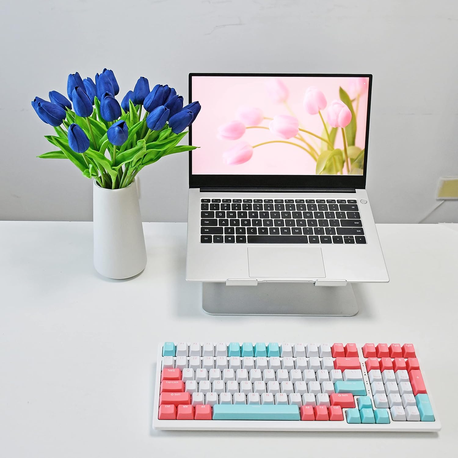 Mandy's 20pcs Pure White Flowers Artificial Tulip Silk Flowers 13.5" in Bulk Home Kitchen Wedding Decorations