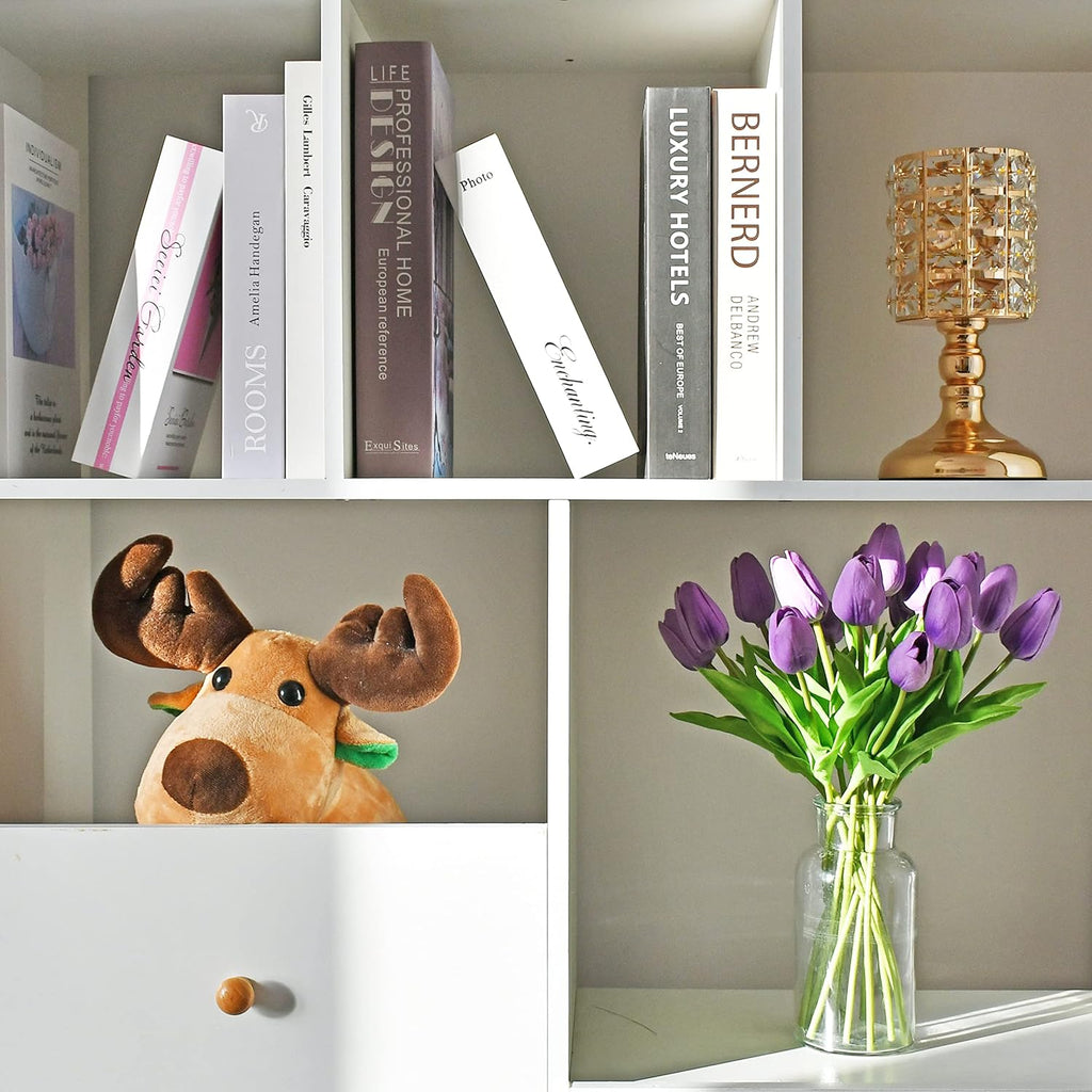 Mandy's 20pcs Pure White Flowers Artificial Tulip Silk Flowers 13.5" in Bulk Home Kitchen Wedding Decorations