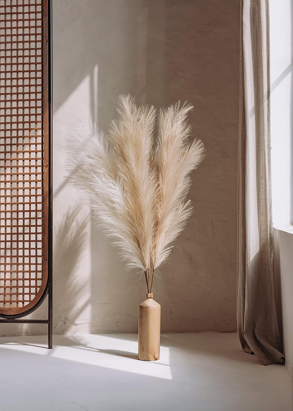 chousse 4 Pcs Pampas Grass Set - 43 Inches Tall (Coffee & Cream)