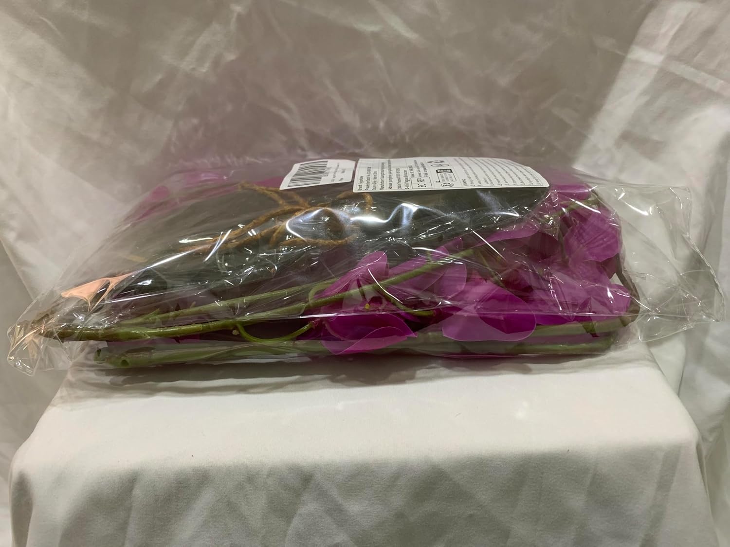 FagusHome 32 Inches Artificial Phalaenopsis Flowers 4 Pcs with 2 bundles Leaves Artificial Orchid Flowers Stem Plants for Home Décor (White)