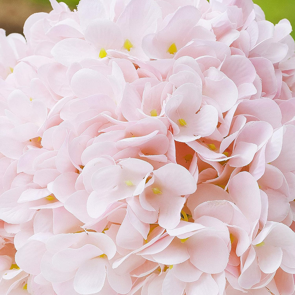 ENOVA HOME Floral Artificial Flowers Silk Hydrangea Fake Flowers Arrangement in Cube Glass Vase with Faux Water for Office Wedding Party Event Decoration (Pink)