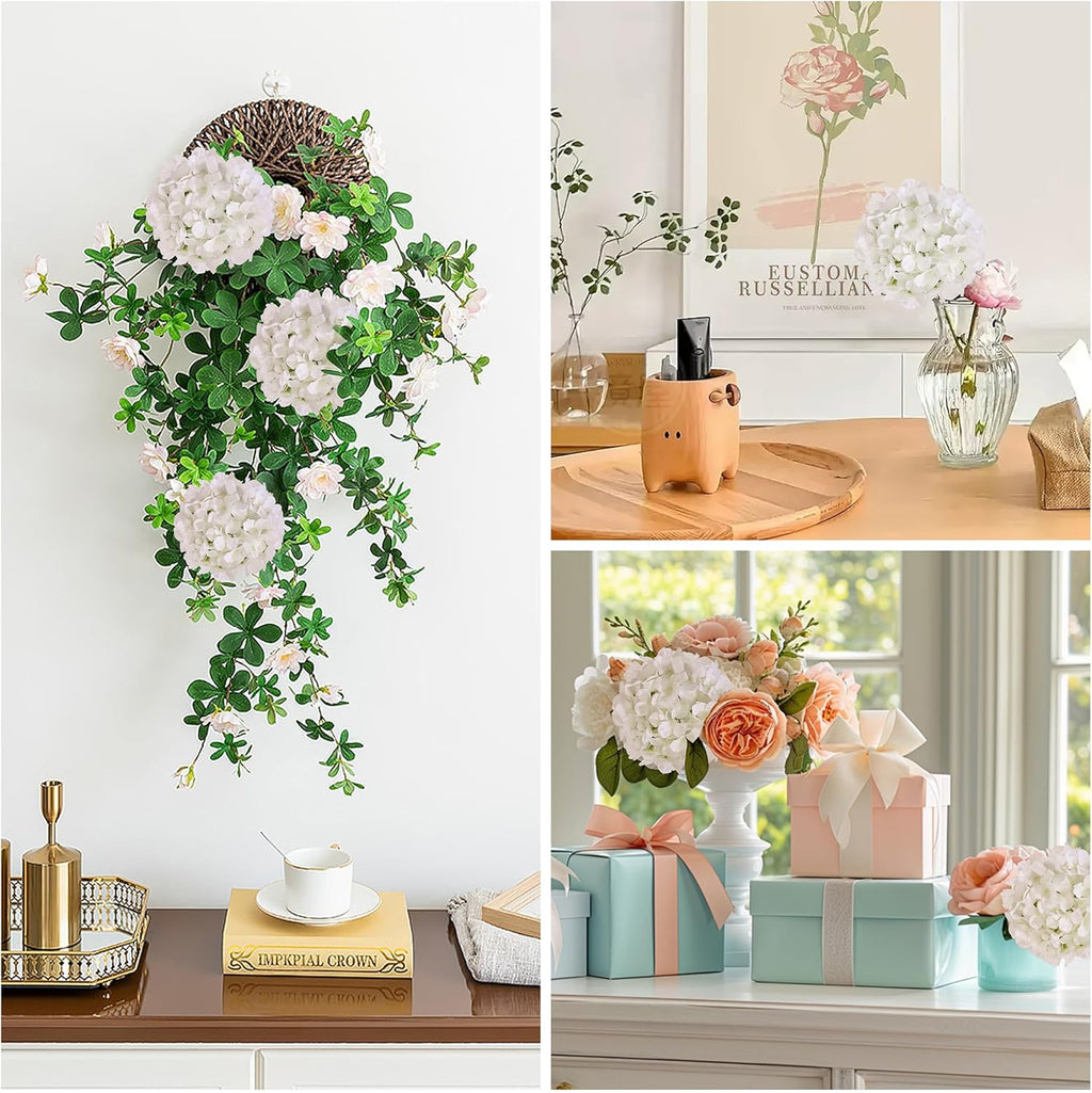 AVIVIHO Dusty Pink Hydrangea Artificial Flowers Pack of 10 Fake Hydrangeas Heads Full Faux Hydrangea Silk Flowers with Stems for Wedding Home Party Centerpieces Shop Baby Shower Decoration