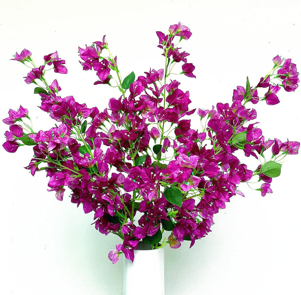 Artificial Flowers Silk Bougainvillea Branches Faux Artificial Bougainvillea Floral Stems Long Plant Branches 45" for Wedding Centerpieces, Table Runner, Home Decoration (White - Pack of 4pcs)