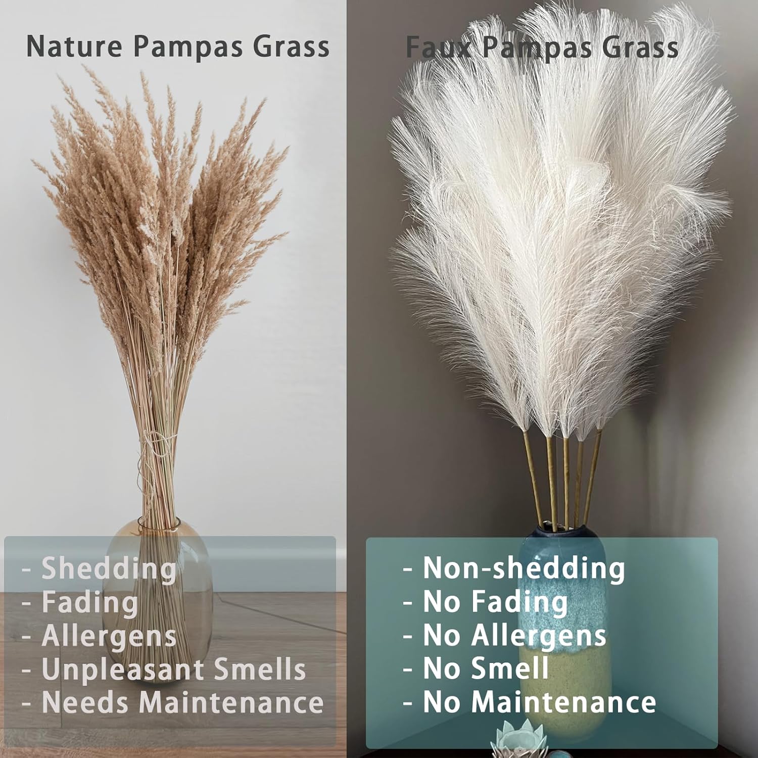 Wttisel 38" 10 Stems White Pampas Grass Tall Decor - Faux Pampas Grass for Floor Vase Boho Home Wedding Mothers Day Decoration