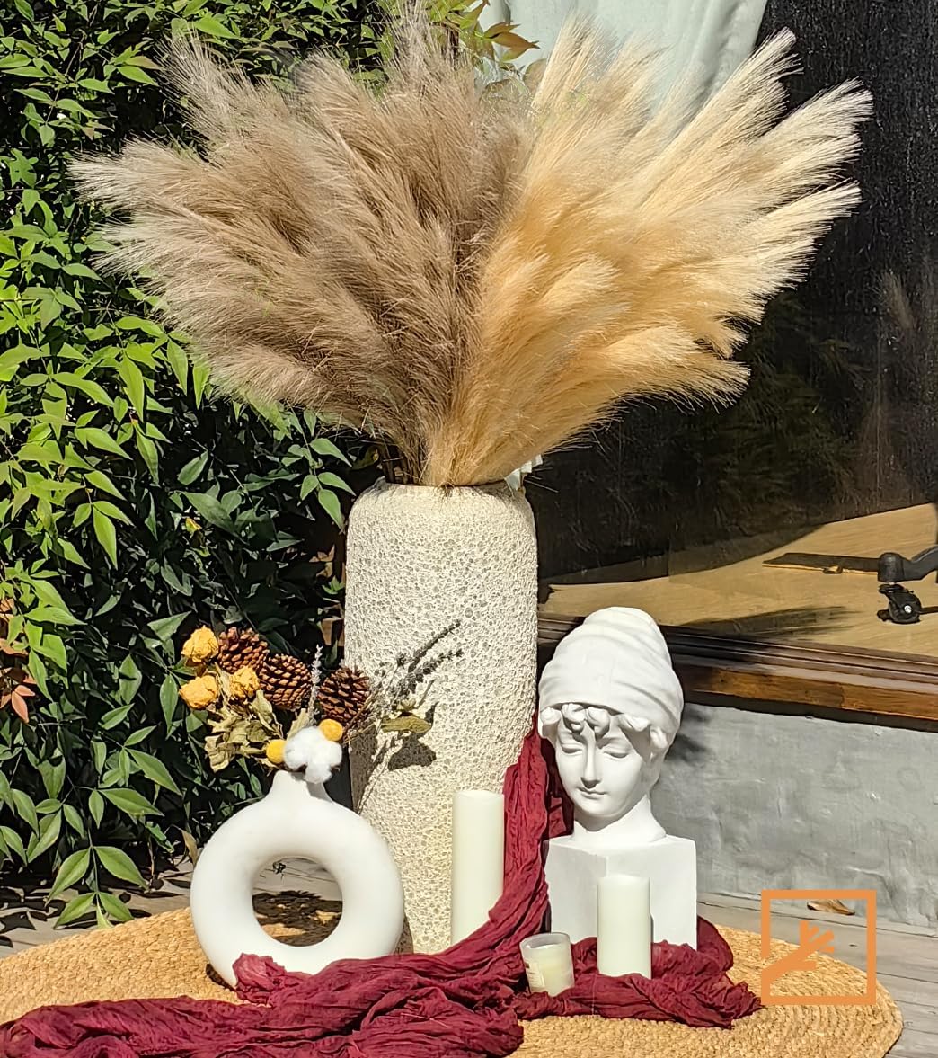 ZIFTY 7-Pcs 38"/3.1FT Black Pampas Grass Large Tall Fluffy Artificial Fake Black Flowers Gothic Decor Bulrush Reed Grass Black Decor for Bedroom Bathroom Wedding (Black)