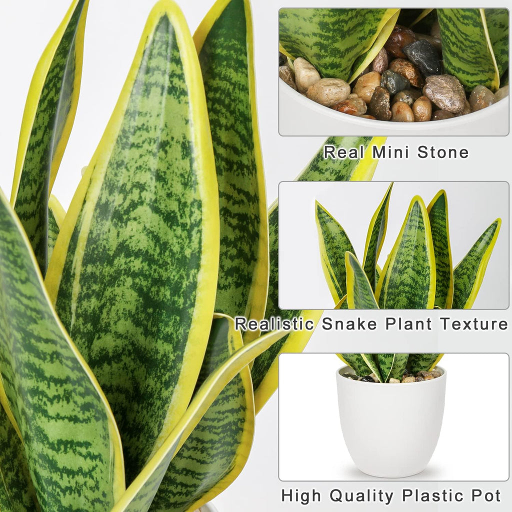 Oairse Sansevieria Artificial Plant in Ceramic Pot, Small Indoor Plant, Artificial Snake Plant, Artificial Plants Like Real, Perfect for Bathroom, Bedroom, Home, Office Decoration, Height 33 cm