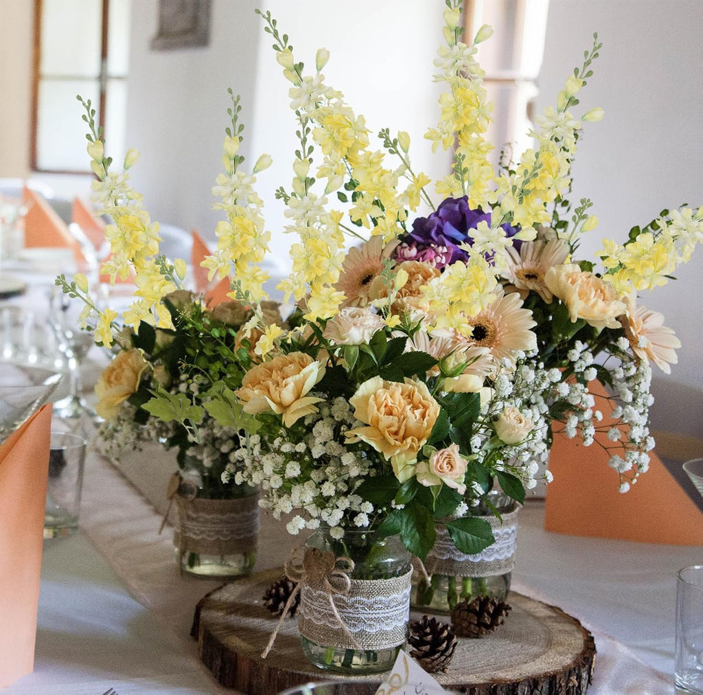 INSUNSIX Blue Silk Flowers 6PCS Real Touch Delphinium Artificial Flowers Blue Larkspur Faux Flowers Realistic Tall Flowers for Vase Wedding Centerpieces for Tables Home Decor (Blue)