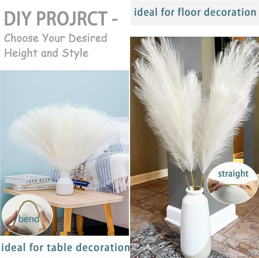 Wttisel 38" 10 Stems White Pampas Grass Tall Decor - Faux Pampas Grass for Floor Vase Boho Home Wedding Mothers Day Decoration