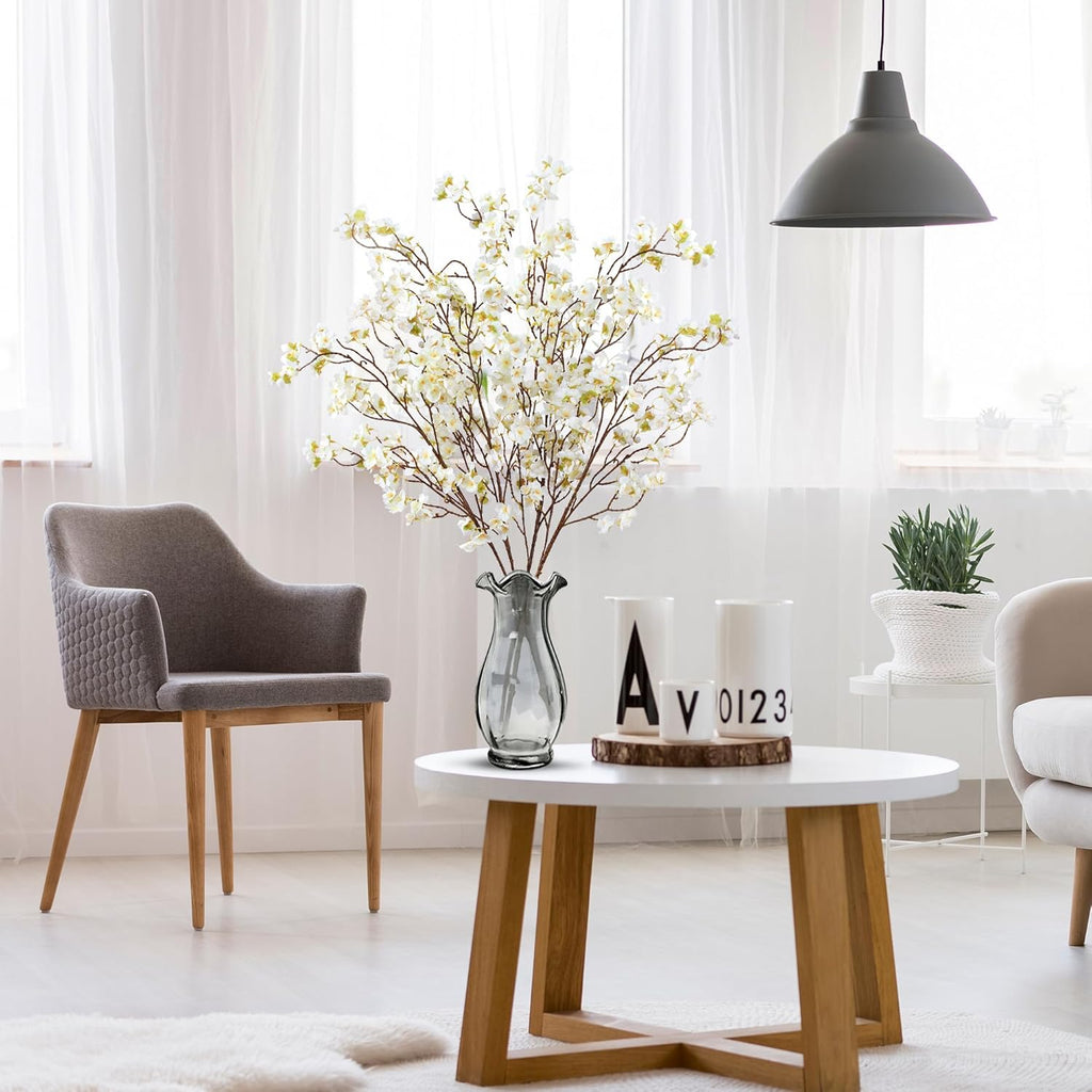 Sggvecsy Artificial Cherry Blossom Flowers 4 Pcs Faux Cherry Blossom Stems Faux Silk Cherry Blossom Branches 41’’ Fake Flowers Long Stems for Vase Arrangements Home Wedding Table Decor (Pink)