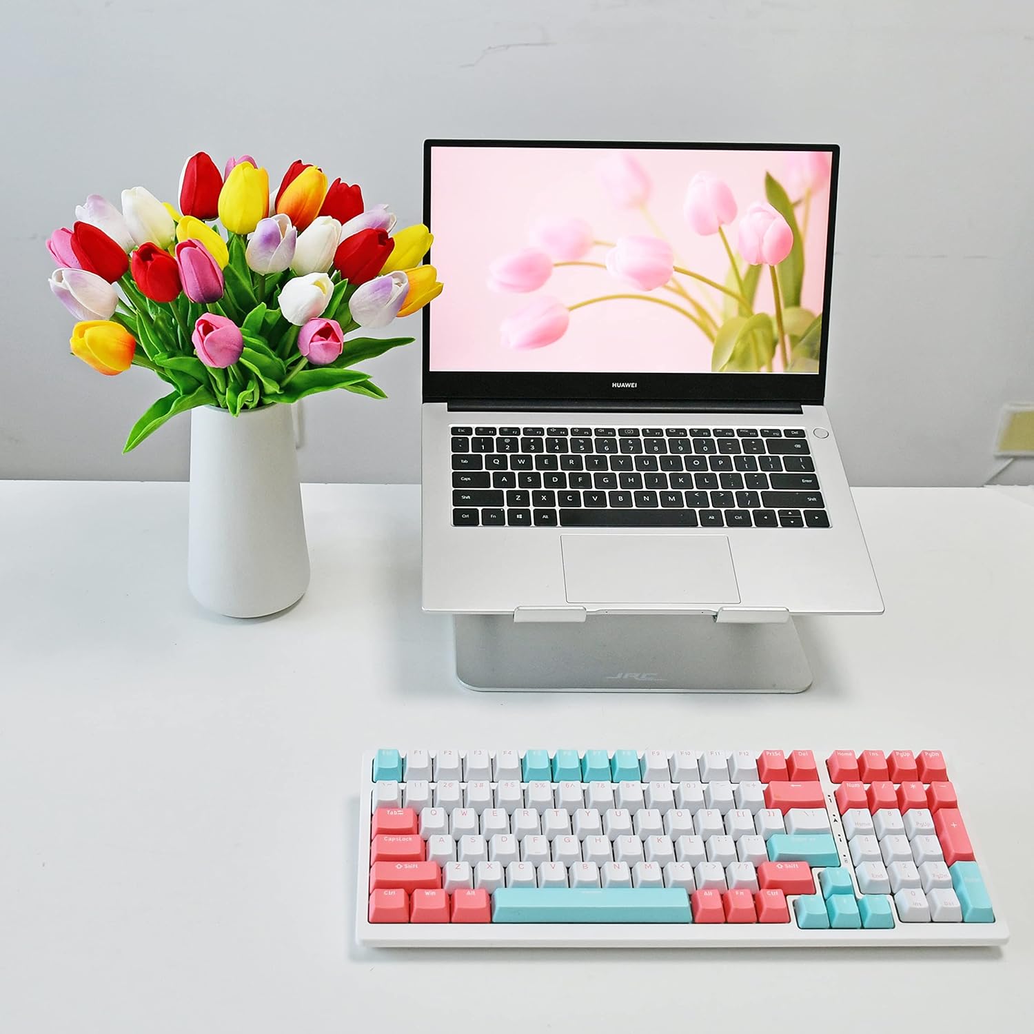 Mandy's 20pcs Pure White Flowers Artificial Tulip Silk Flowers 13.5" in Bulk Home Kitchen Wedding Decorations