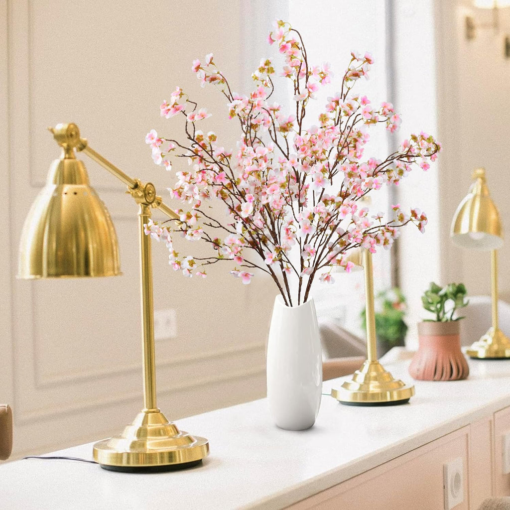 Sggvecsy Artificial Cherry Blossom Flowers 4 Pcs Faux Cherry Blossom Stems Faux Silk Cherry Blossom Branches 41’’ Fake Flowers Long Stems for Vase Arrangements Home Wedding Table Decor (Pink)