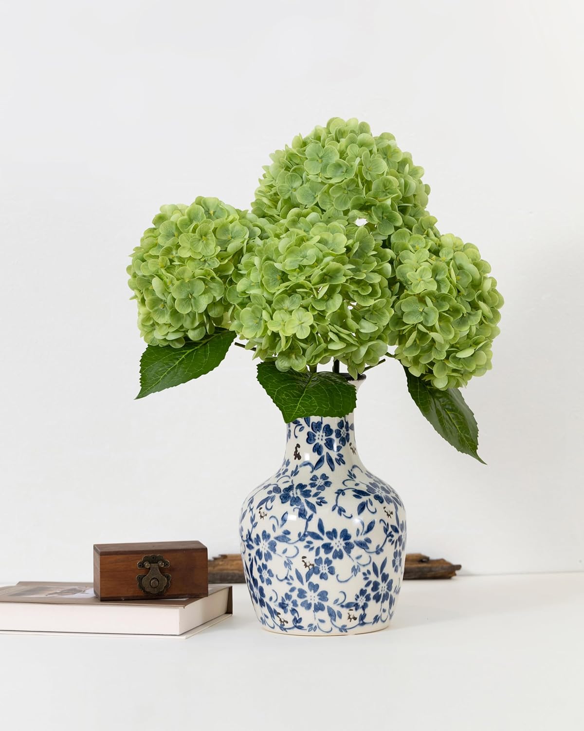 DuHouse 3Pcs Large Hydrangea Artificial Flowers,Latex Real Touch Hydrangeas Lifelike Hydrangea Flower for Home Wedding Bouquets Centerpieces Party Living Room Decoration(Blue)