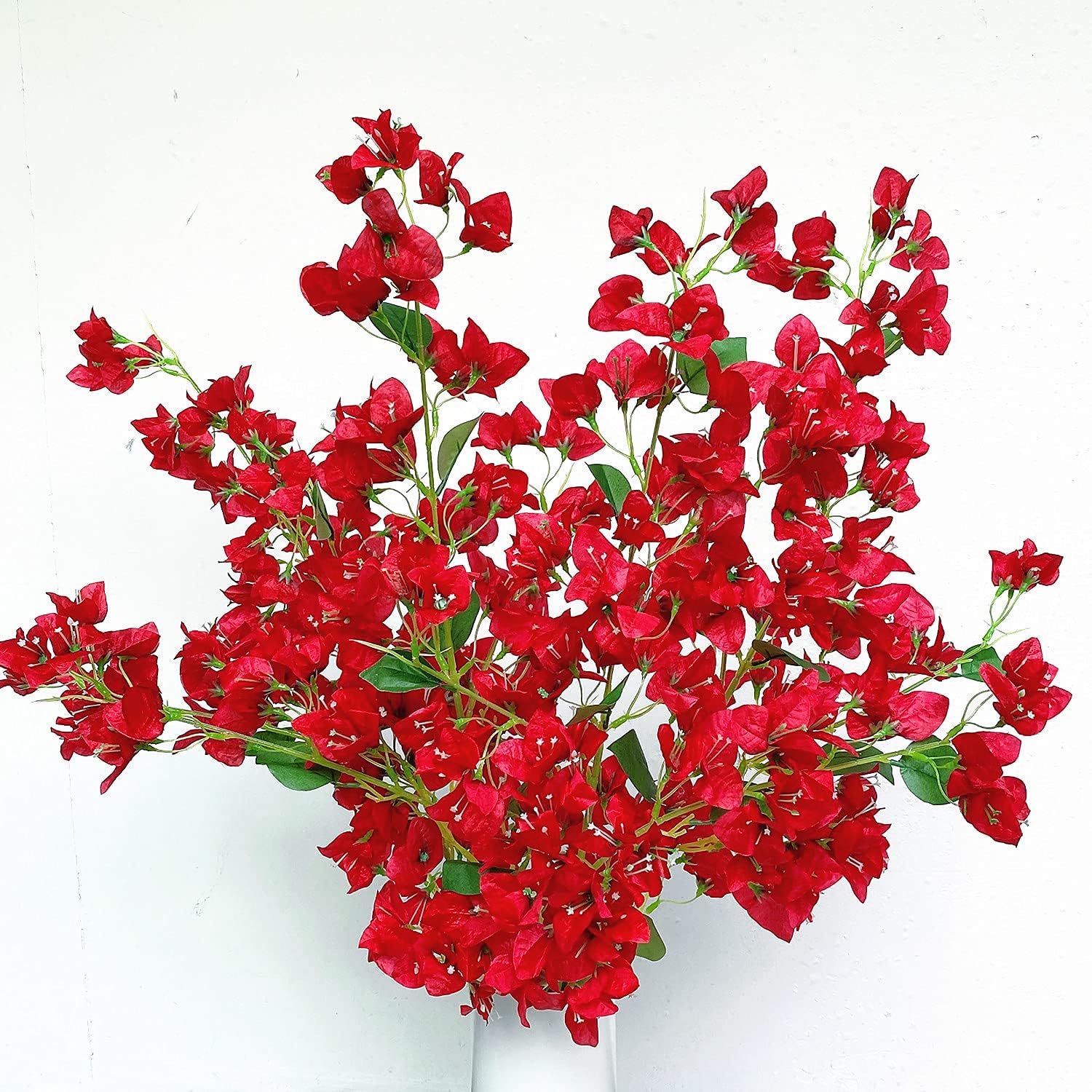 Artificial Flowers Silk Bougainvillea Branches Faux Artificial Bougainvillea Floral Stems Long Plant Branches 45" for Wedding Centerpieces, Table Runner, Home Decoration (White - Pack of 4pcs)