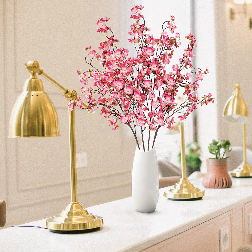 Sggvecsy Artificial Cherry Blossom Flowers 4 Pcs Faux Cherry Blossom Stems Faux Silk Cherry Blossom Branches 41’’ Fake Flowers Long Stems for Vase Arrangements Home Wedding Table Decor (Pink)